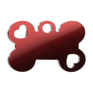 Medaglietta Personalizzata osso con cuore - Medaglietta-Incisa-Funny-Osso-con-Cuore-Rosso-Lucido