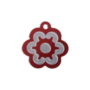 Medaglietta personalizzata a forma di fiore-Incisa-Luxury-Fiore-Rosso-Lucido