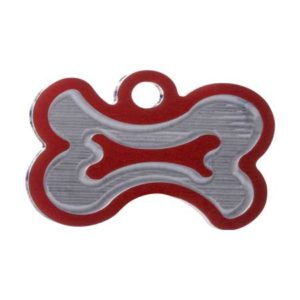 Medaglietta Personalizzata Osso Stilizzato-Incisa-Luxury-Osso-Stilizzato-Rosso-Lucido