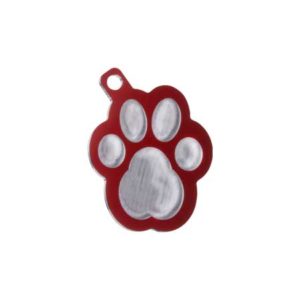 Medaglietta personalizzata a forma di zampa-Incisa-Luxury-Zampa-Rosso-Lucido