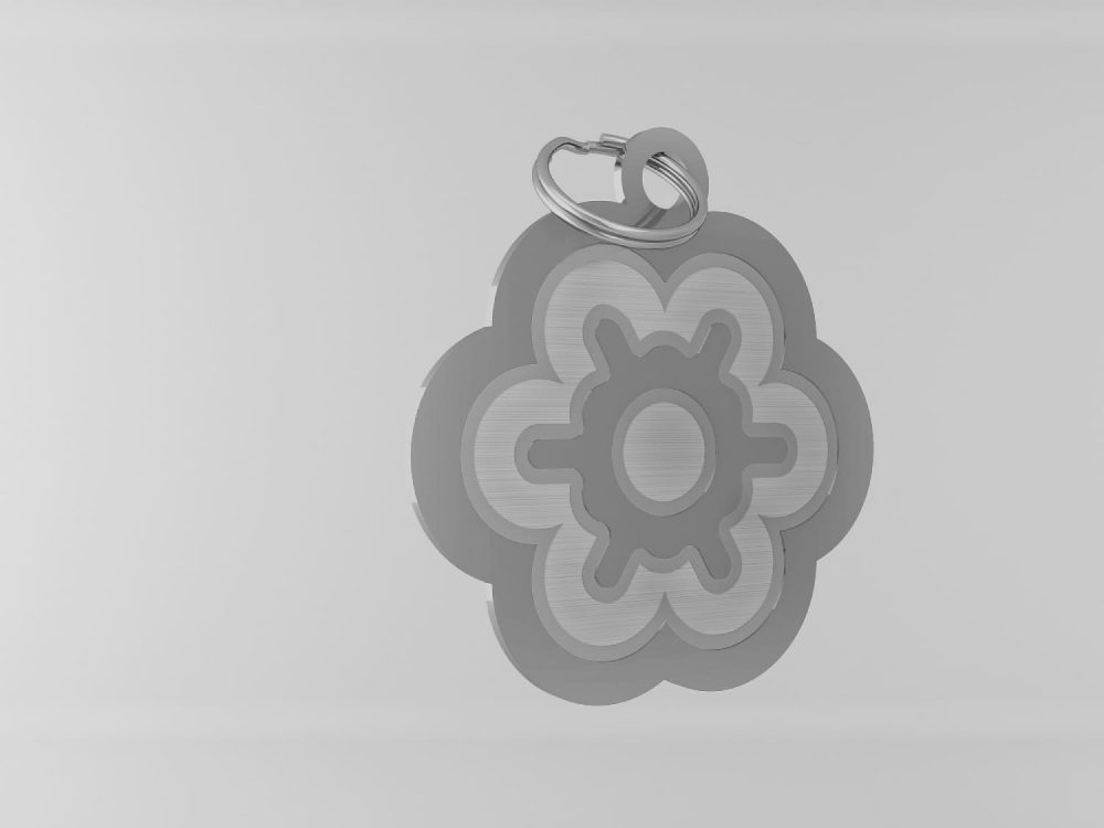 Medaglietta-personalizzata-a-forma-di-fiore-luxury-argento-opaco-fronte