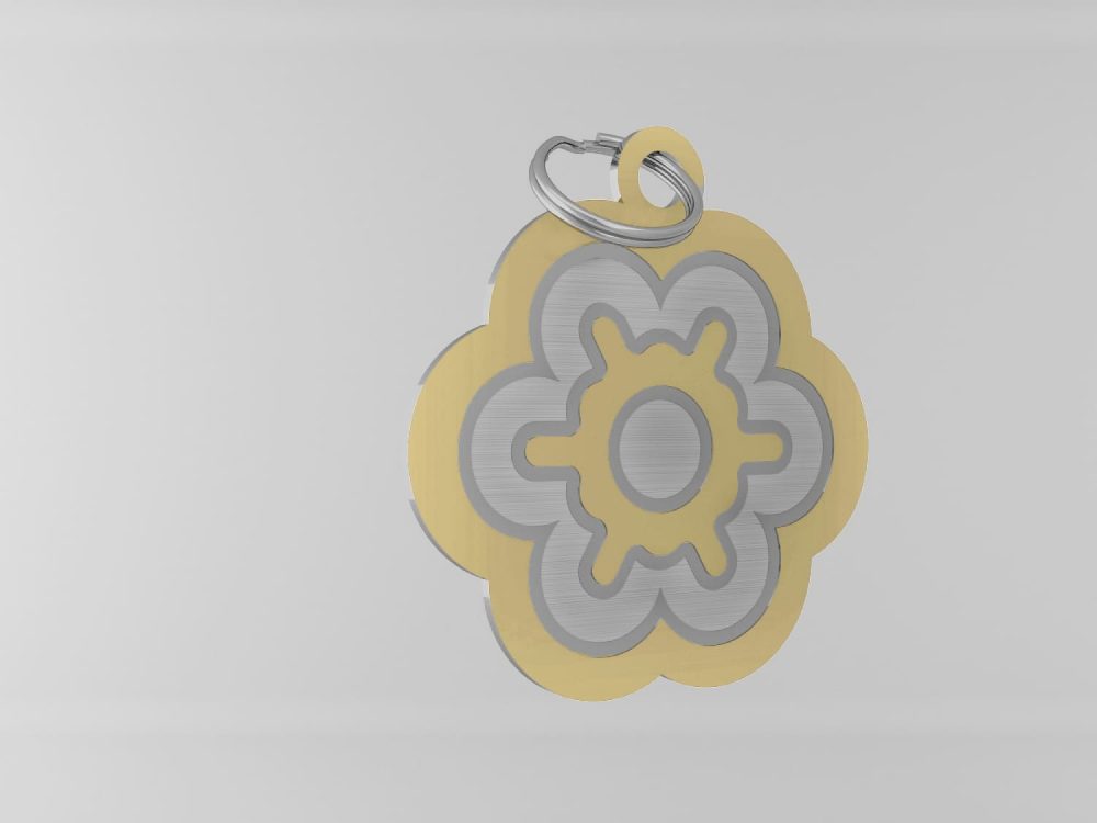 Medaglietta-personalizzata-a-forma-di-fiore-luxury-oro-opaco-fronte