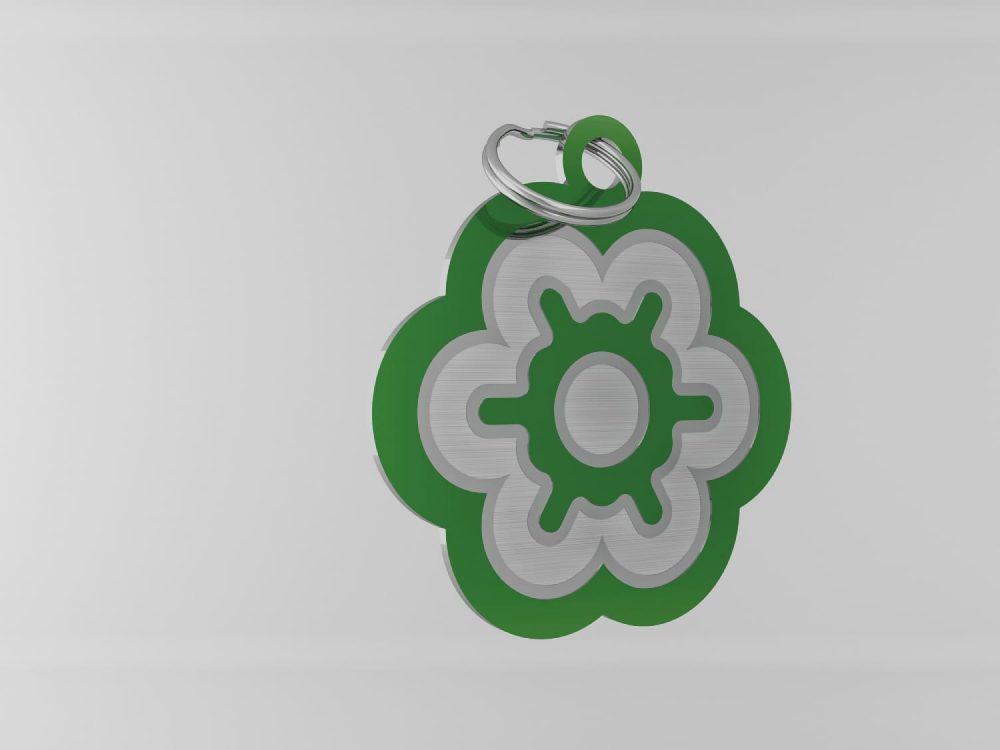 Medaglietta-personalizzata-a-forma-di-fiore-luxury-verde-fronte