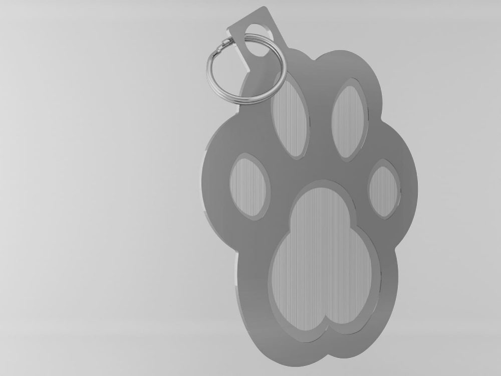 Medaglietta-personalizzata-a-forma-di-zampa-luxury-argento-opaco-fronte