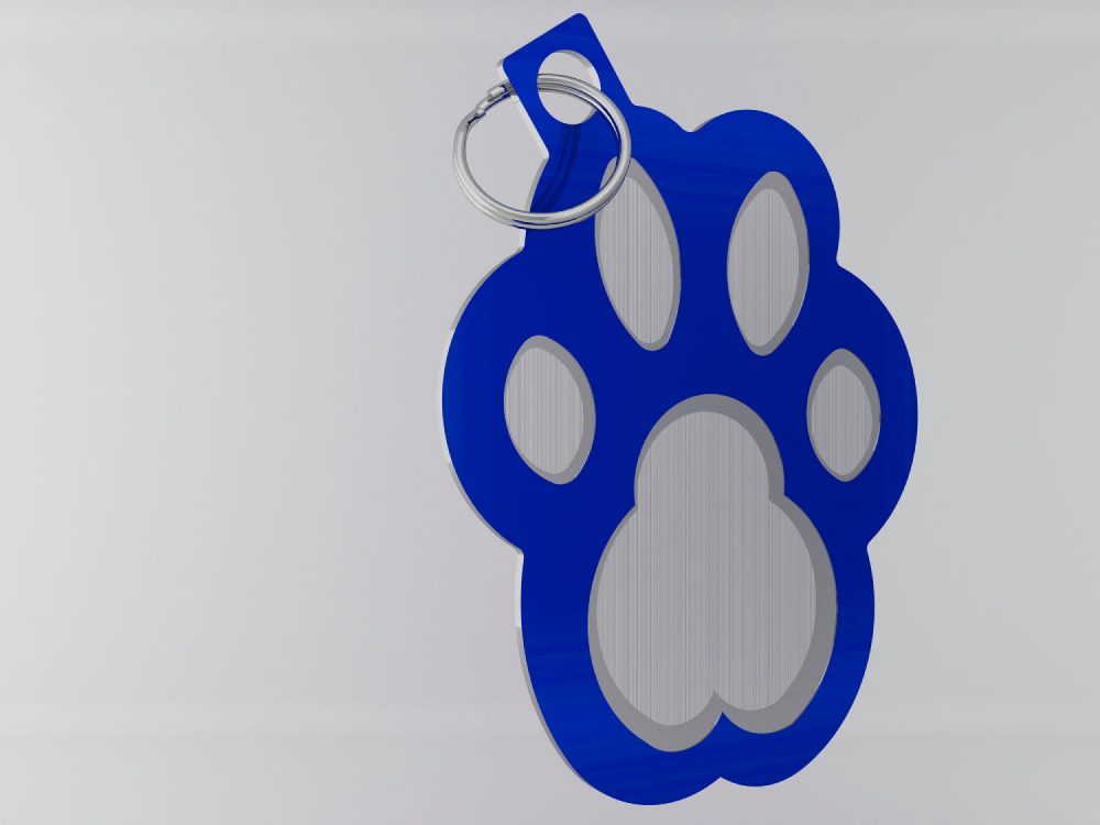Medaglietta-personalizzata-a-forma-di-zampa-luxury-blu-fronte