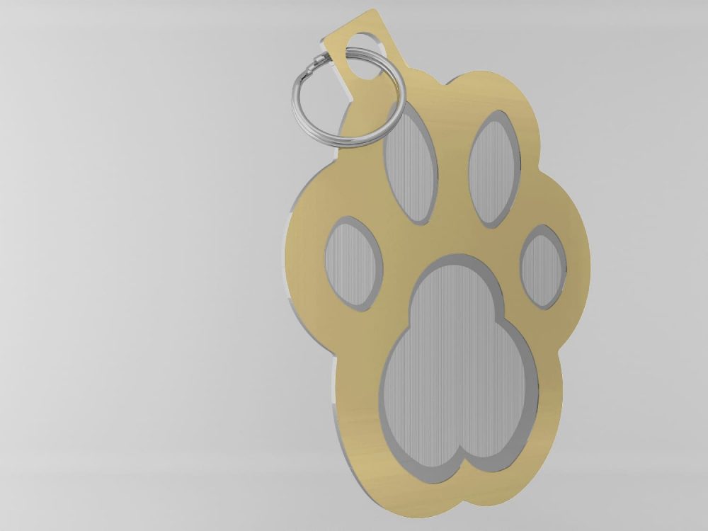 Medaglietta-personalizzata-a-forma-di-zampa-luxury-oro-opaco-fronte