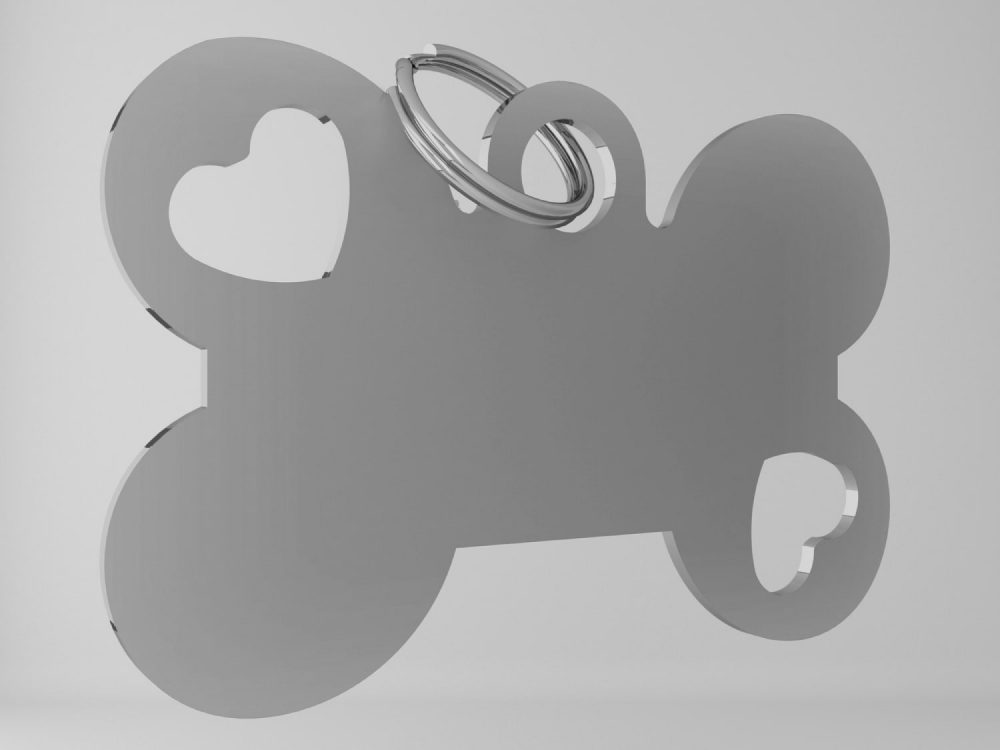 Medaglietta-personalizzata-osso-con-cuore-funny-argento-opaco-fronte