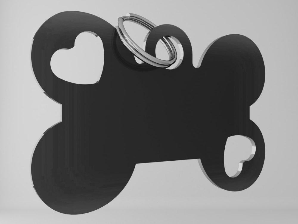 Medaglietta-personalizzata-osso-con-cuore-funny-nero-lucido-fronte