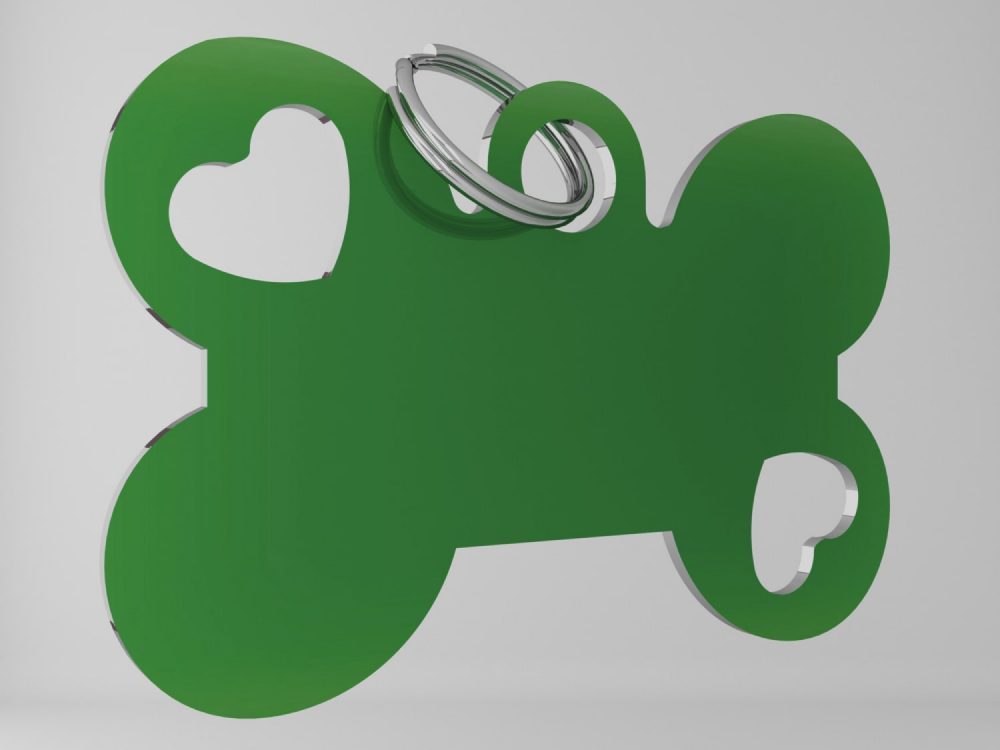 Medaglietta-personalizzata-osso-con-cuore-funny-verde-fronte