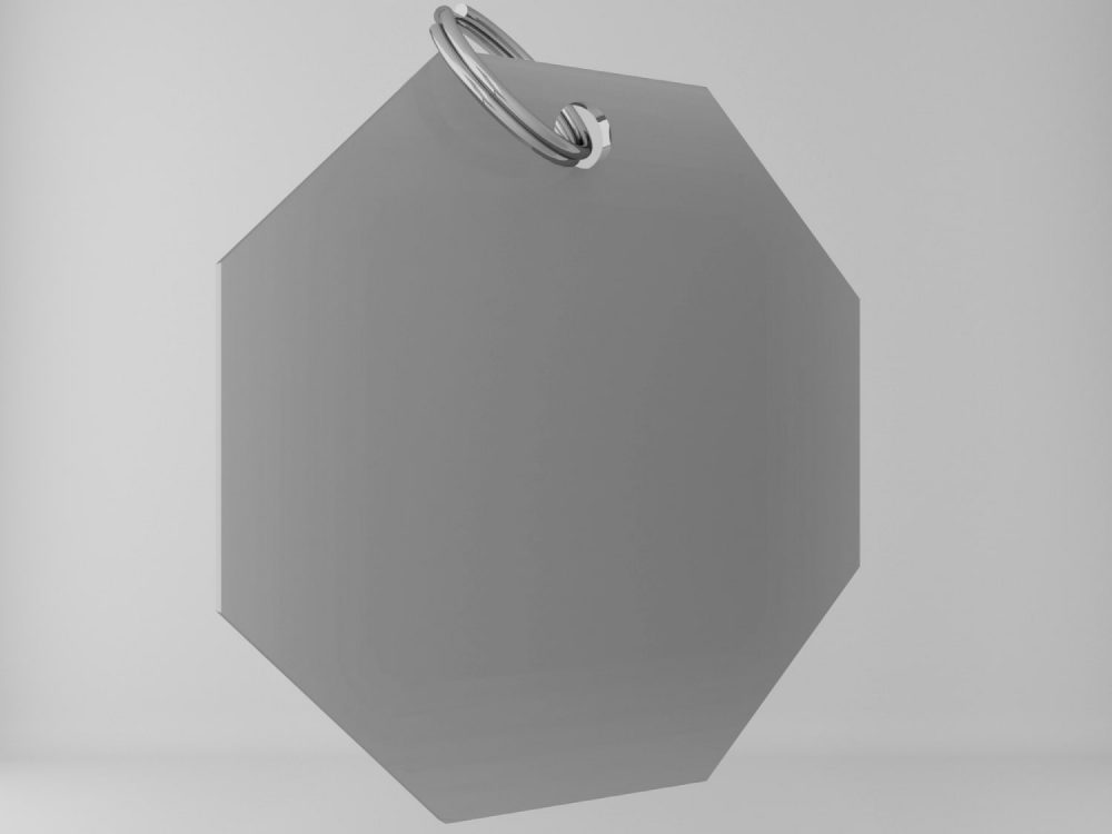 Medaglietta-personalizzata-ottagono-basic-argento-opaco-fronte