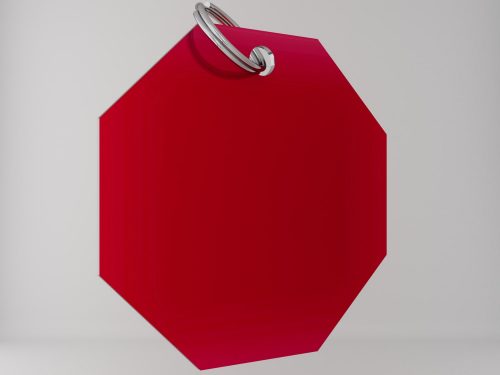 Medaglietta personalizzata ottagonale basic-rosso-fronte