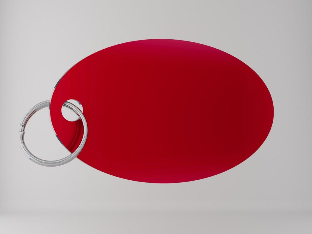 Medaglietta personalizzata ovale basic-rosso-fronte