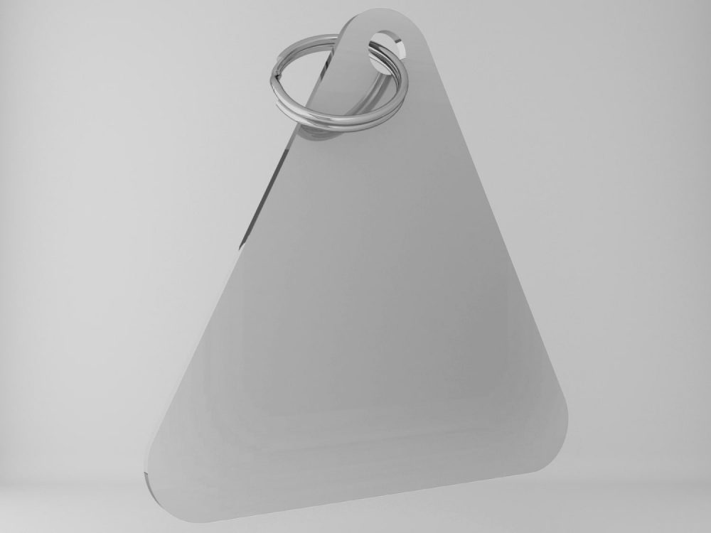 Medaglietta-personalizzata-triangolo-basic-argento-lucido-fronte