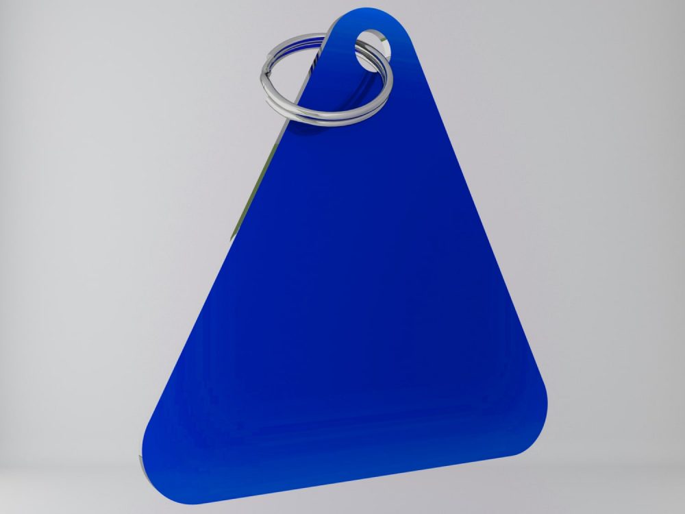 Medaglietta-personalizzata-triangolo-basic-blu-fronte