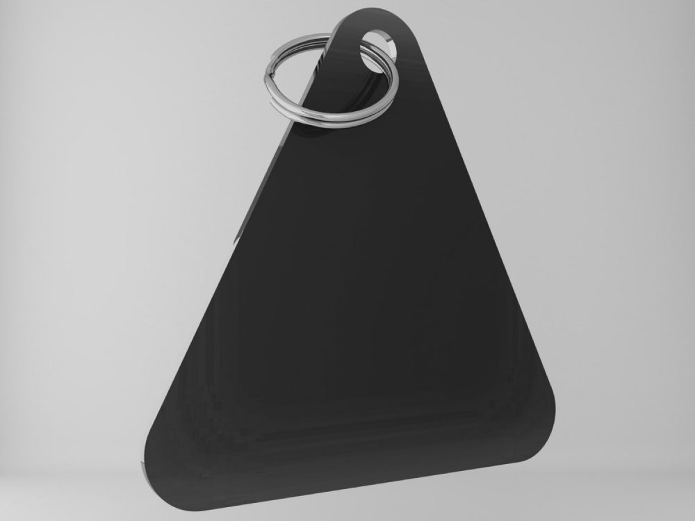 Medaglietta-personalizzata-triangolo-basic-nero-lucido-fronte