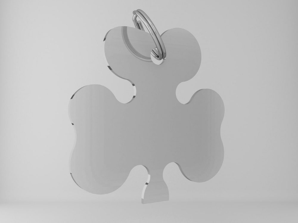 Medaglietta-personalizzata-trifoglio-basic-argento-lucido-fronte
