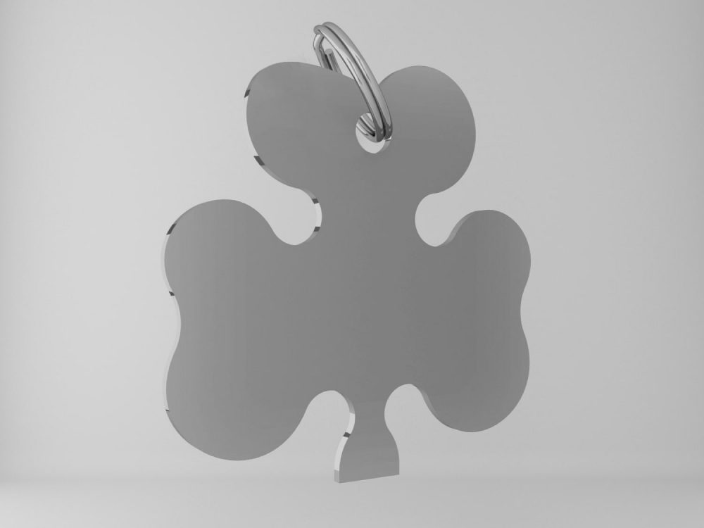 Medaglietta-personalizzata-trifoglio-basic-argento-opaco-fronte