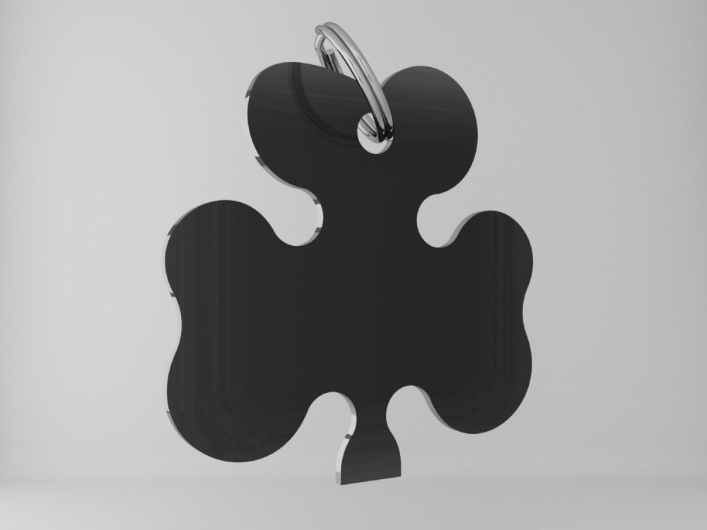 Medaglietta-personalizzata-trifoglio-basic-nero-lucido-fronte