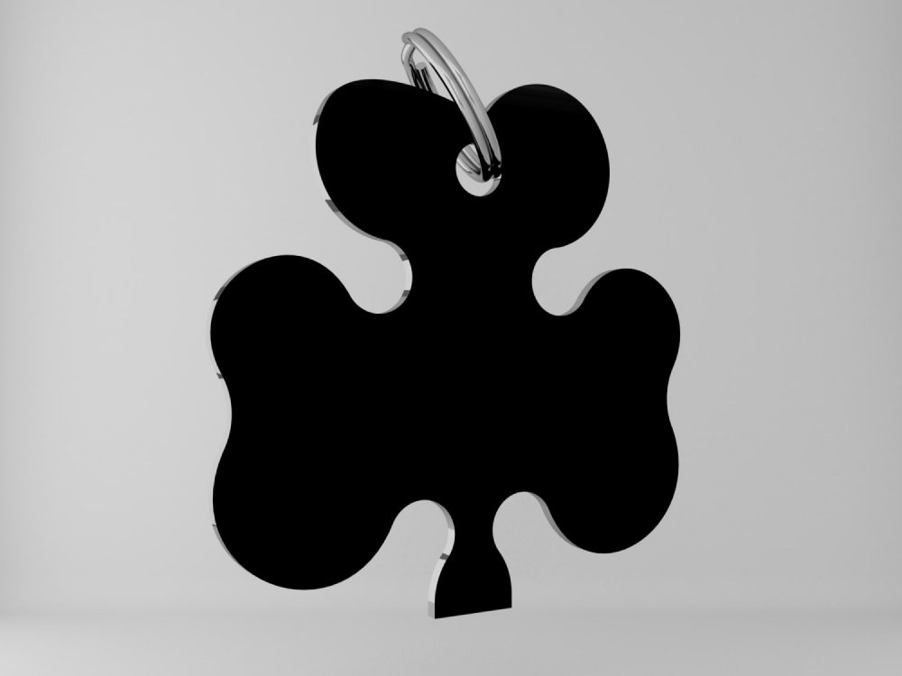 Medaglietta-personalizzata-trifoglio-basic-nero-opaco-fronte