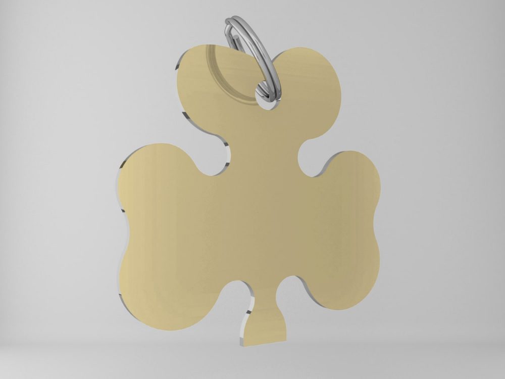 Medaglietta-personalizzata-trifoglio-basic-oro-lucido-fronte
