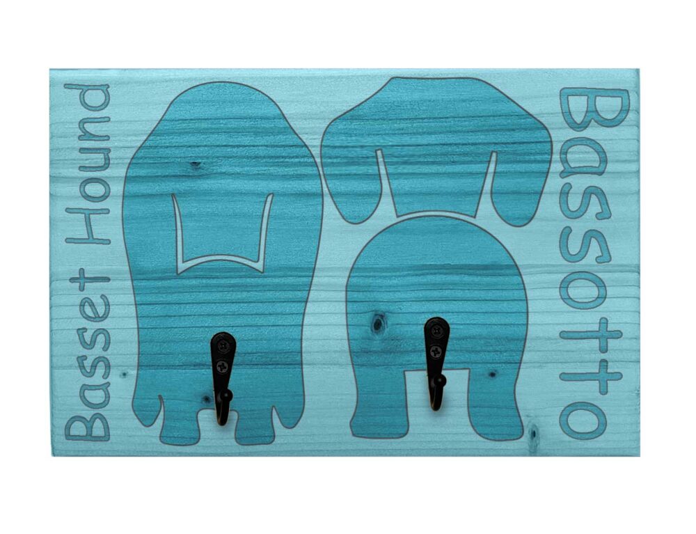 Portaguinzagli personalizzabile doppio - Panpet - Bassett Hound e Bassotto - Azzurro