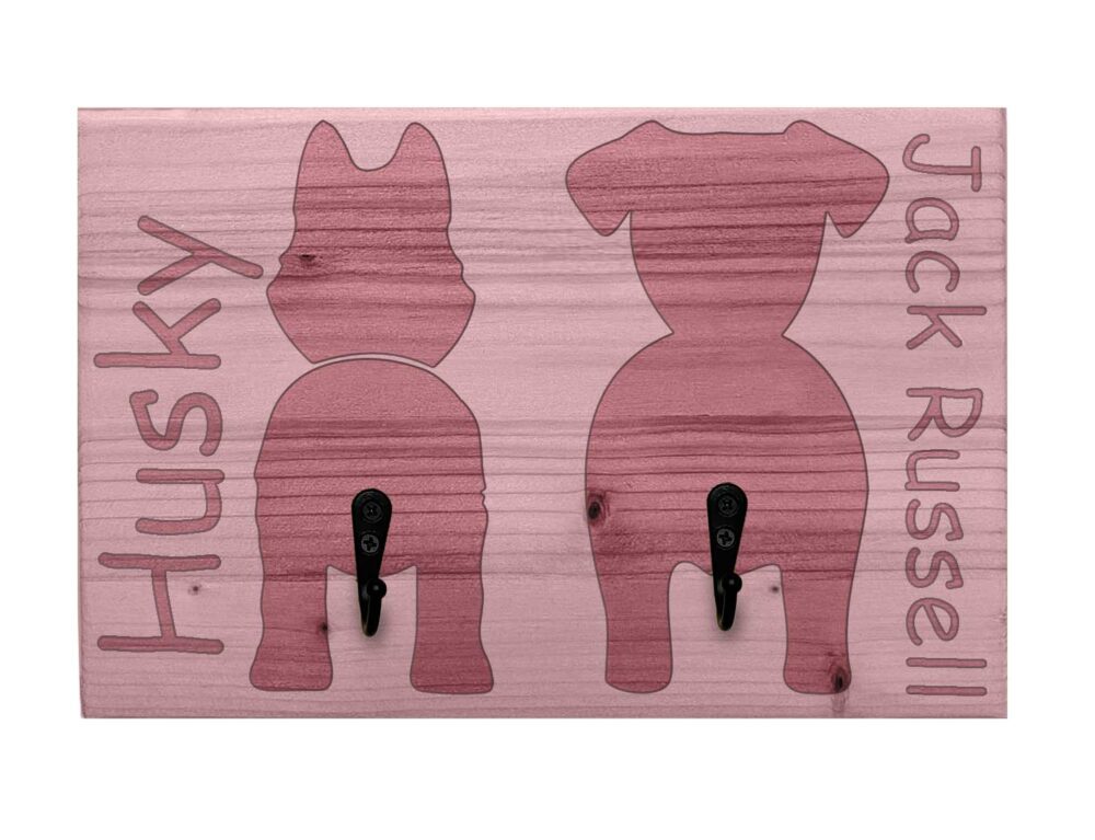 Portaguinzagli personalizzabile doppio - Panpet - Jack Russell e Husky - Rosa