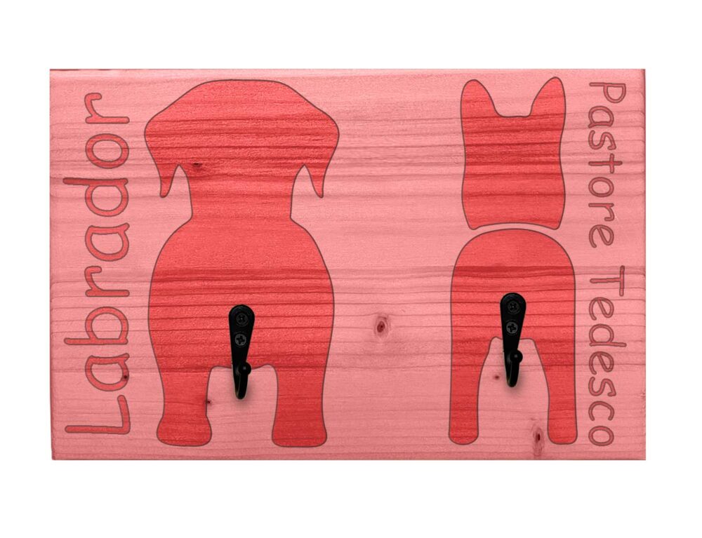 Portaguinzagli personalizzabile doppio - Panpet - Pastore Tedesco e Labrador - Rosso
