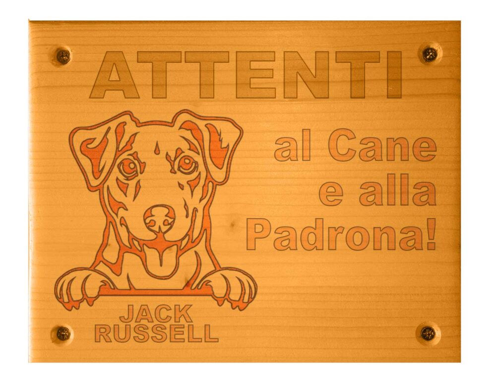 Cartello Attenti al Cane - Arancione - Jack Russell