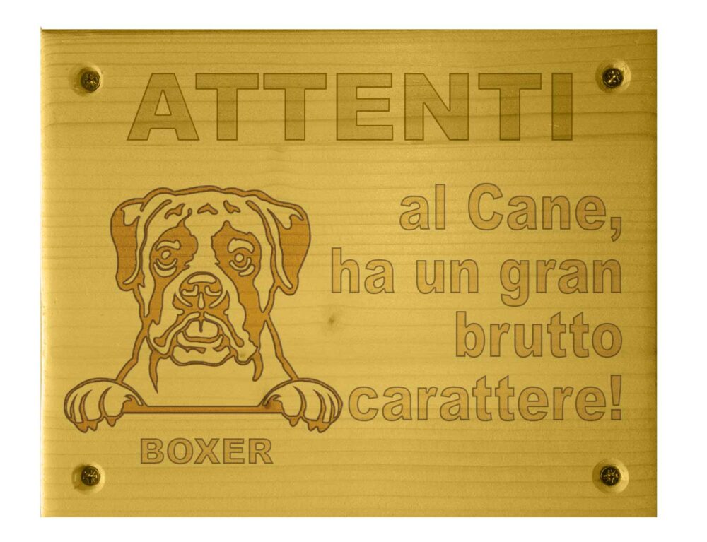 Cartello Attenti al Cane - Giallo - Boxer