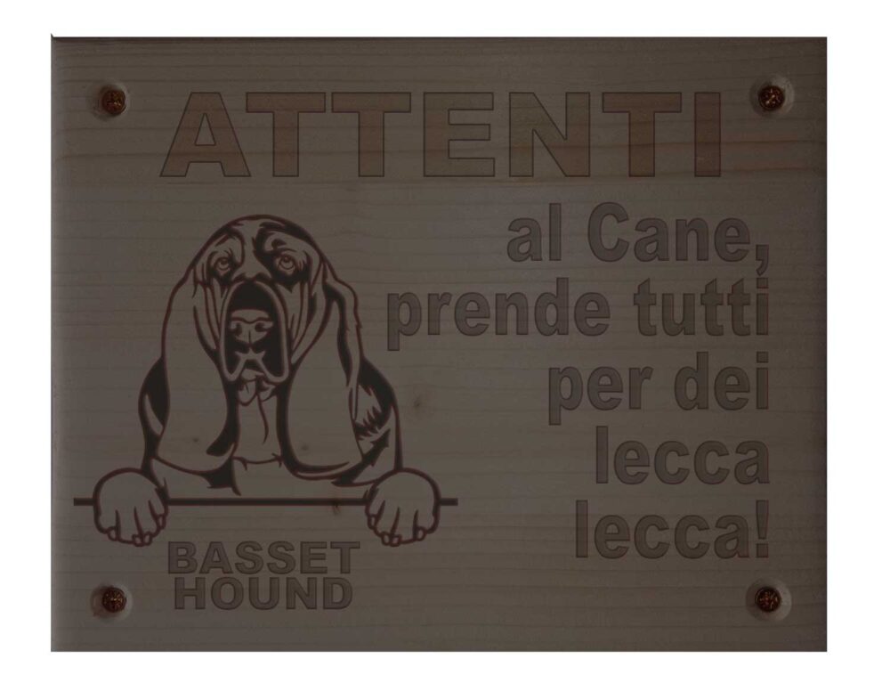 Cartello Attenti al Cane - Nero - Bassett Hound