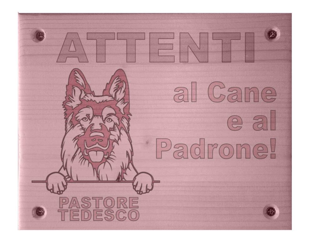 Cartello Attenti al Cane - Rosa - Pastore Tedesco