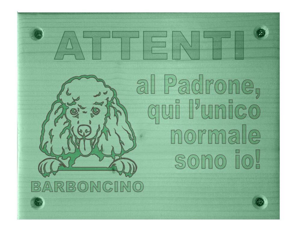 Cartello Attenti al Cane Verde Barboncino